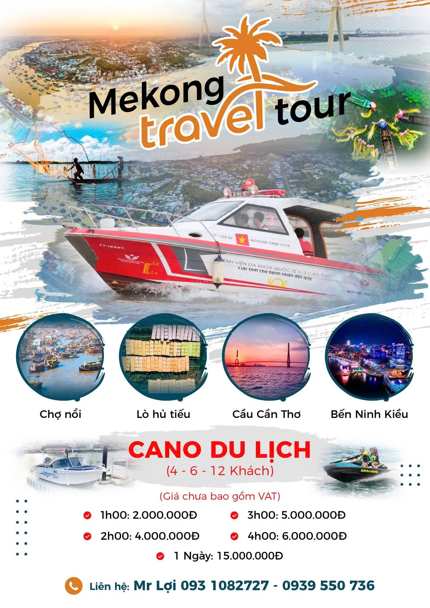 Poster cano du lịch Mekong Travel Tour
